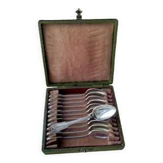 Box of 12 silver-plated mocha spoons Shell model