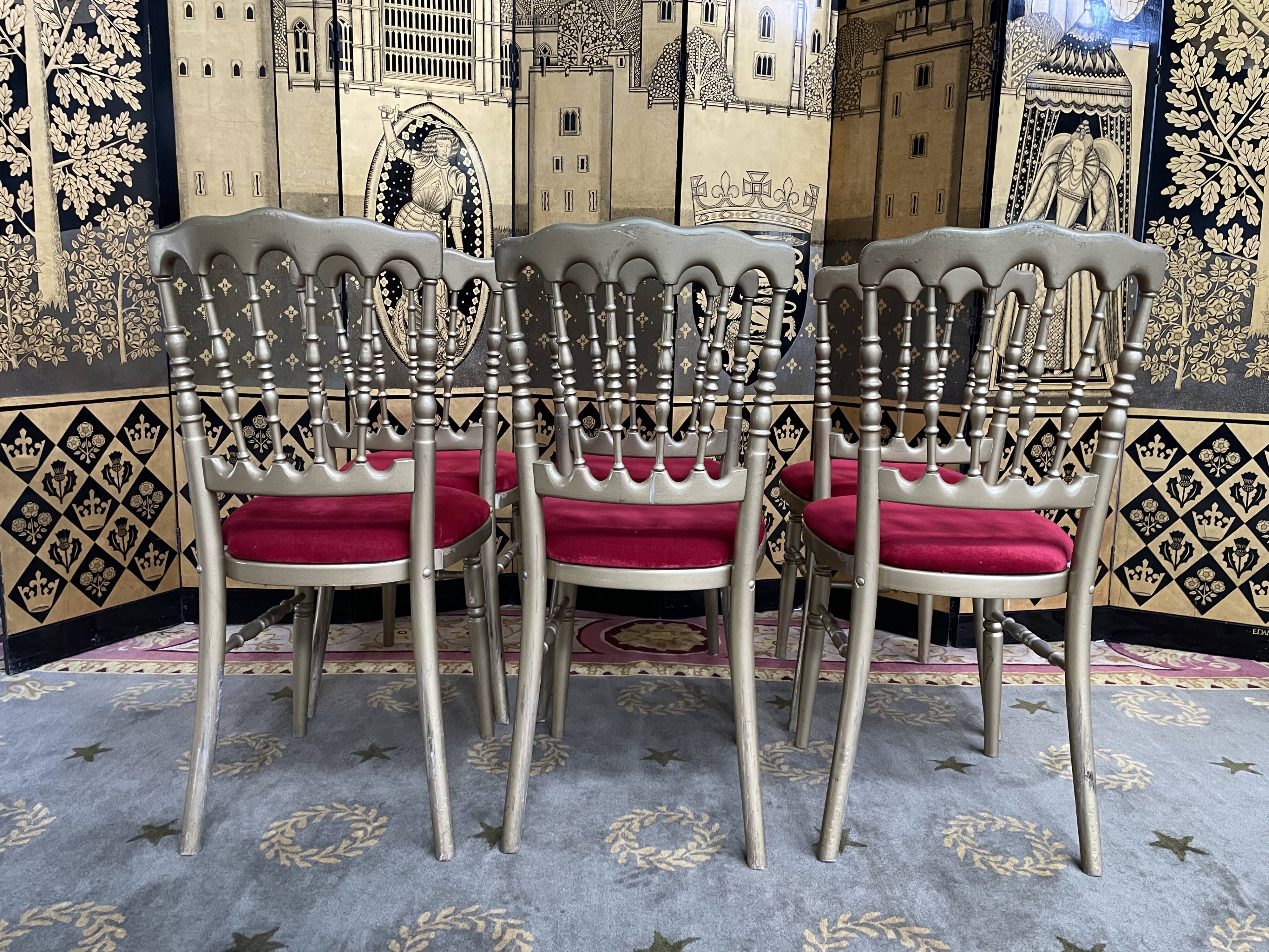 Suite de 6 chaises à barrettes Napoléon III