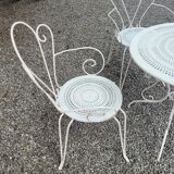 Old wrought iron garden furniture 3 armchairs + 1 table