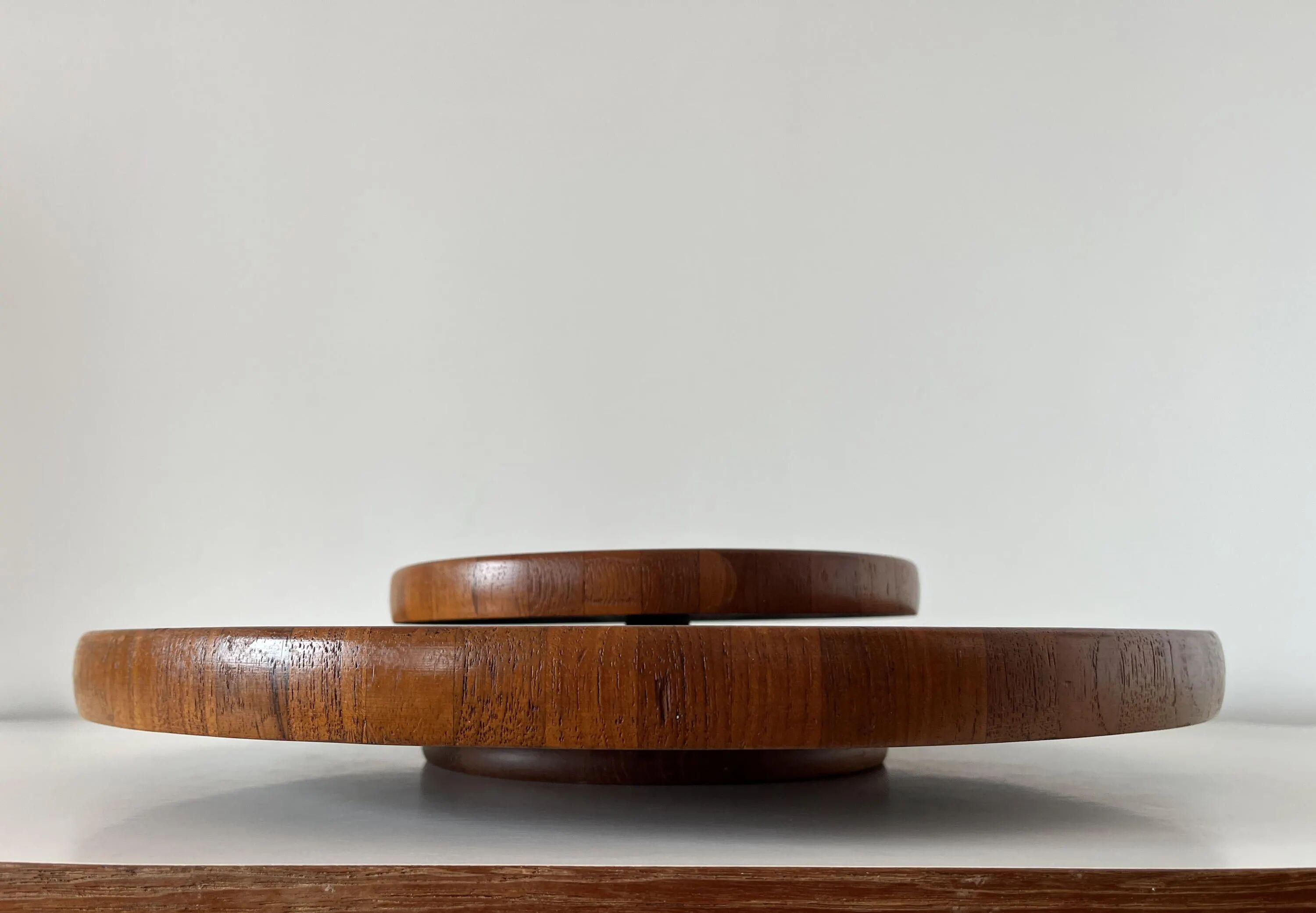 Large rotating teak platter Denmark Digsmed 1970