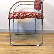 Vintage Strafor armchair in chrome tubular steel – organic fabric
