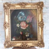 Oil painting on old canvas