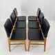 Set of 6 Leatherette & Wood Chairs, Czechoslovakia, 1960's