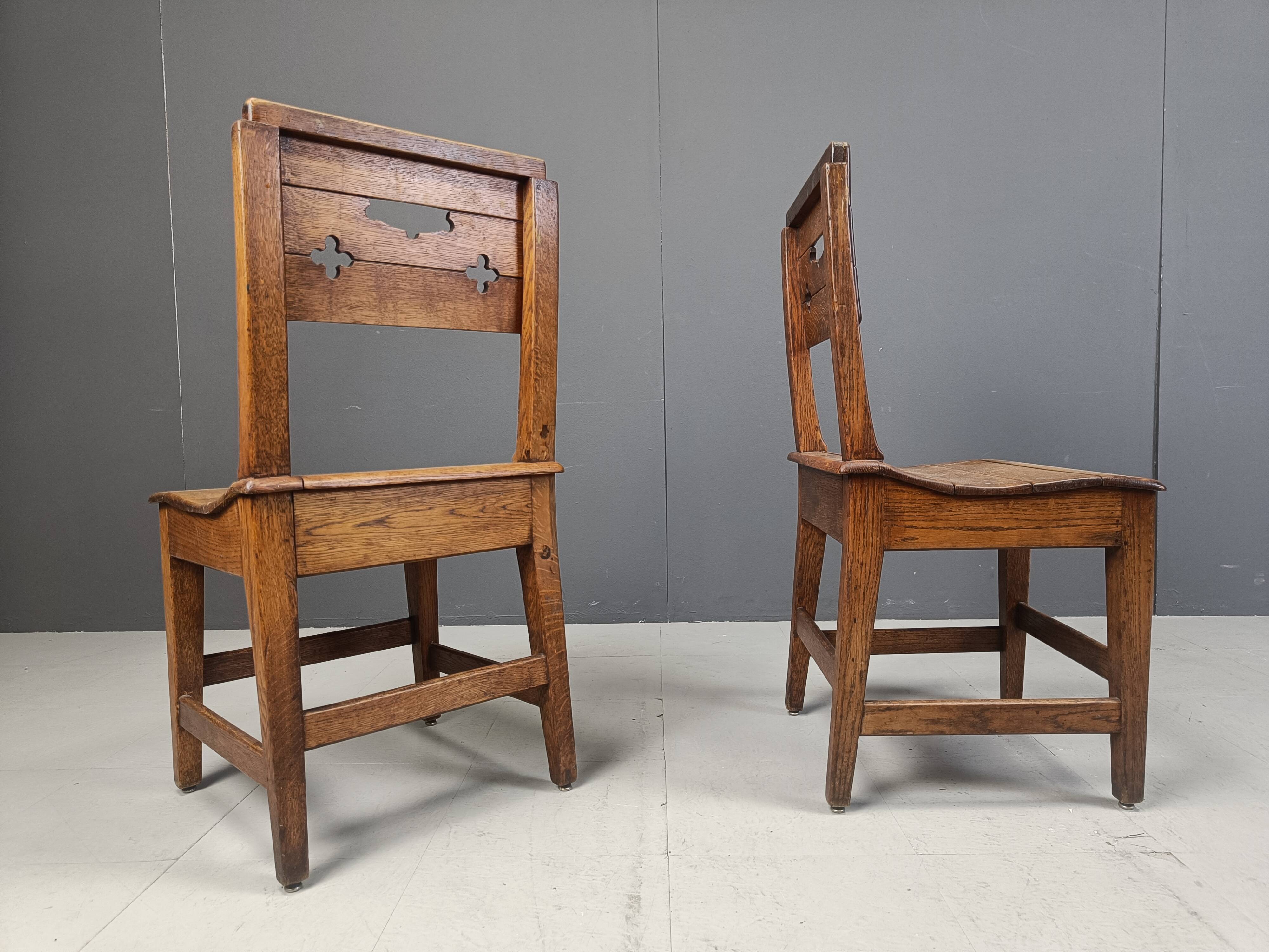 Vintage oak brutalist chairs, 1960s