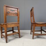 Vintage oak brutalist chairs, 1960s