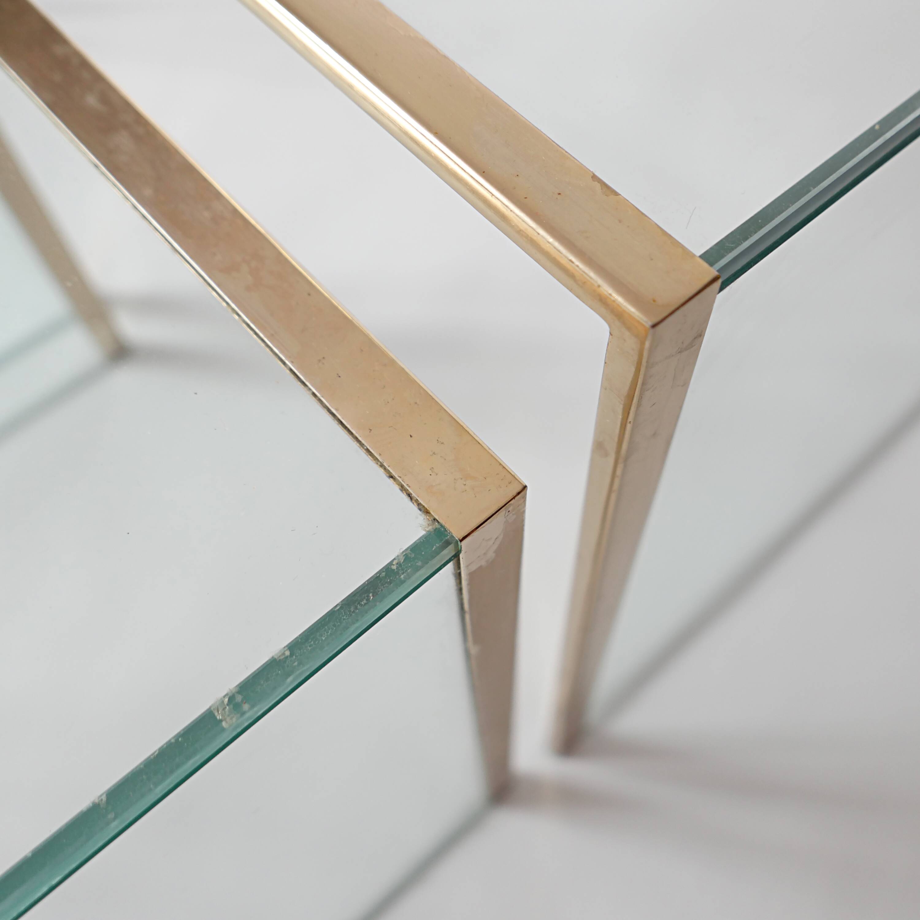 3 nesting coffee tables in glass and gilded metal, 1950-1970