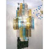 21st Century Multicolored "Squared" Murano Glass Chandelier
