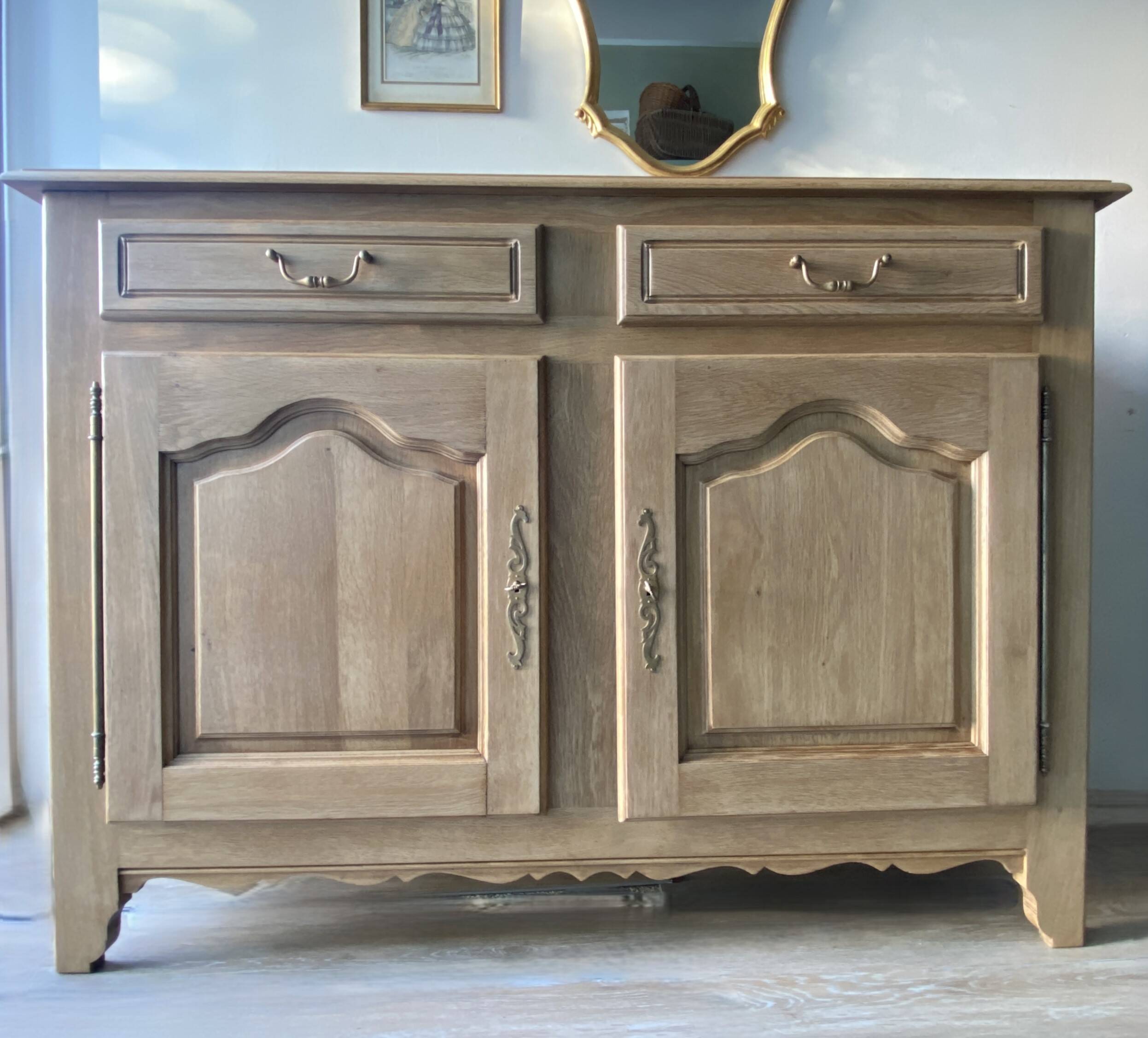 Rustic solid oak sideboard - raw golden honey wood