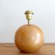 Wooden "ball" lamp, raffia shade, 70s