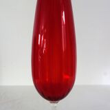 Large vintage red glass vase, 50cm