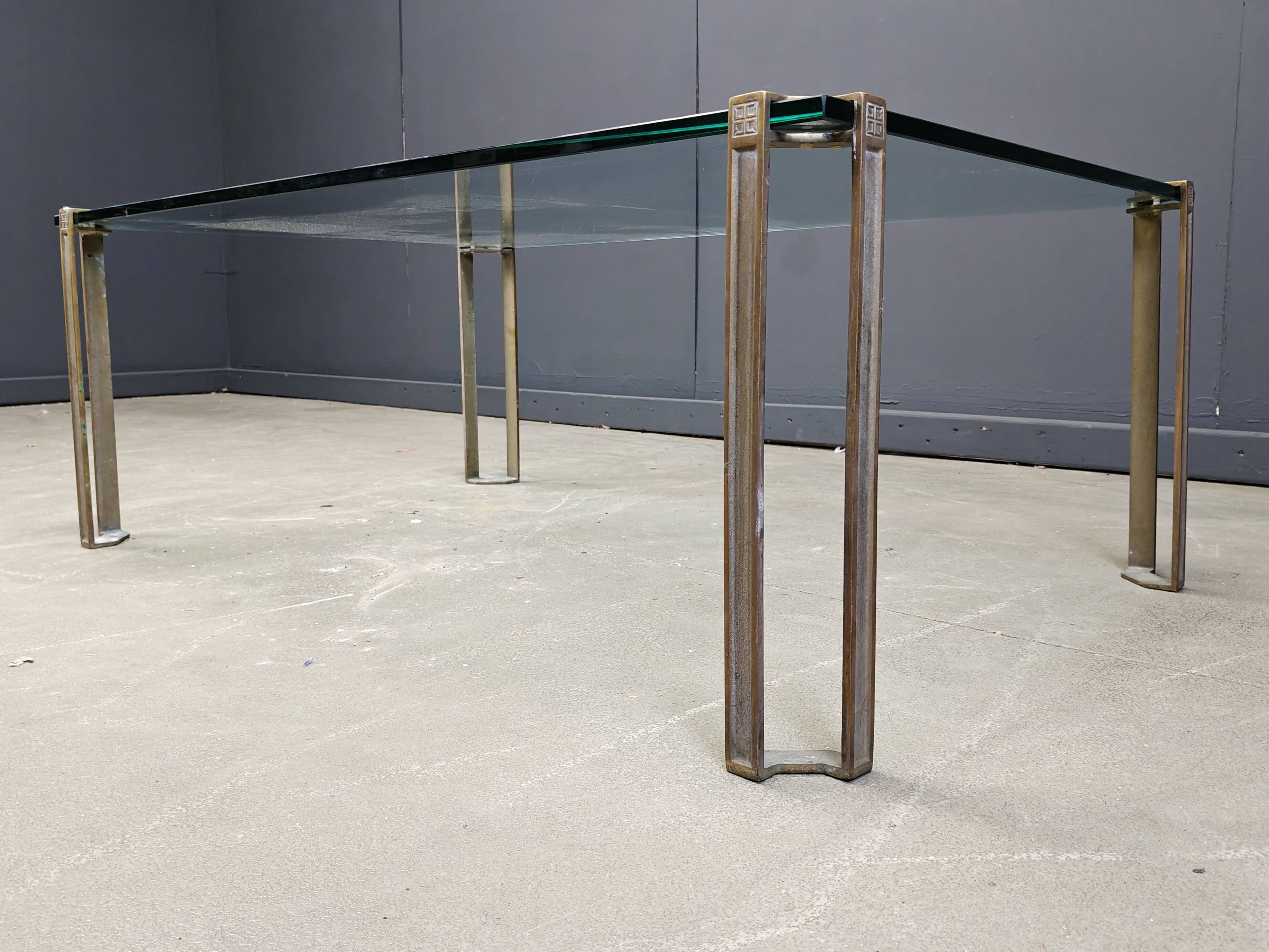 Peter Ghyczy T24 Pioneer Glass and Cast Brass rectangular Coffee