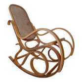 Vintage Curved Wood and Cane Rocking Chair - Thonet Style No. 1