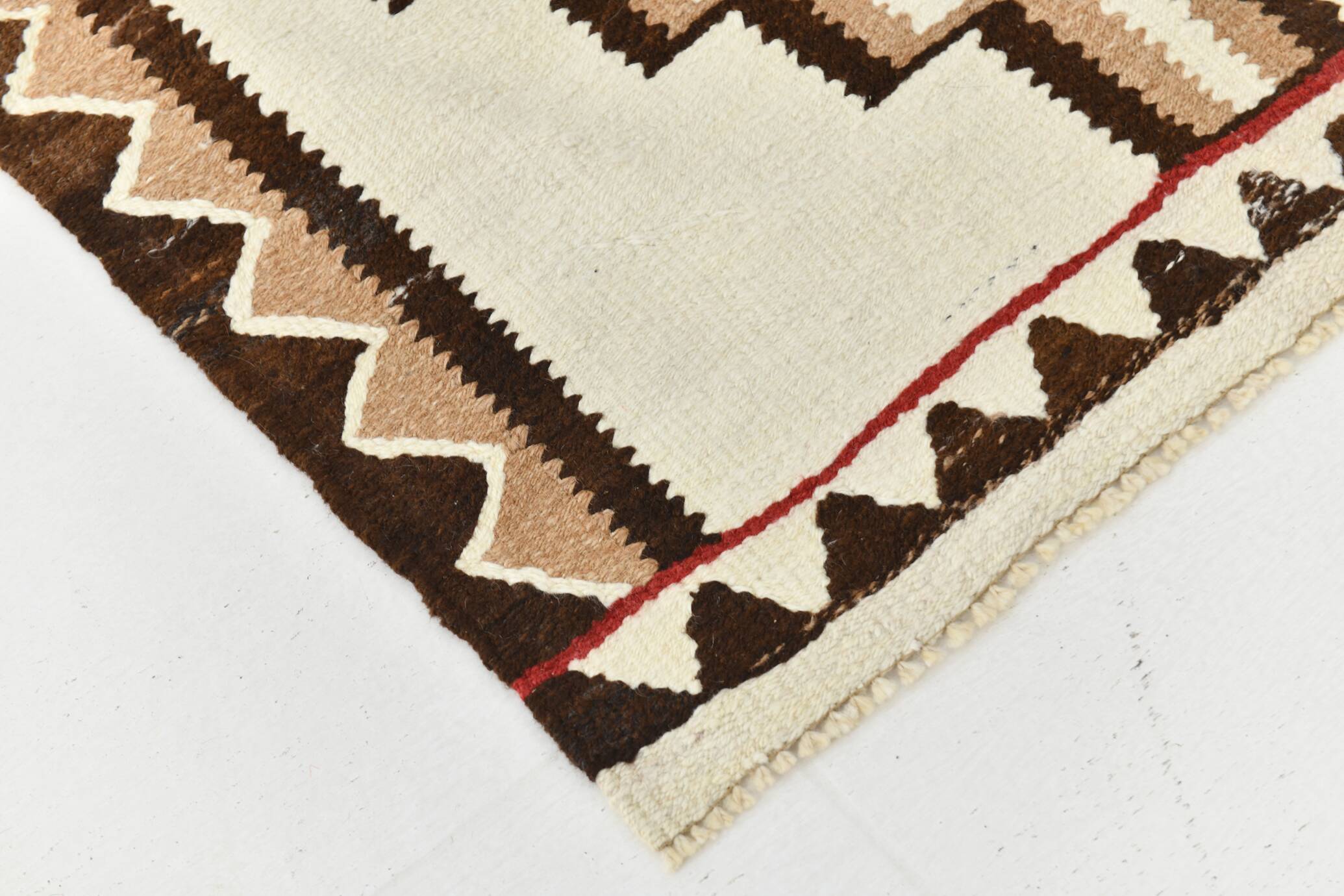Tapis kilim vintage marron & beige