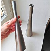 Pair of vintage brushed metal candlesticks
