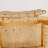 Pair of Swedish stools from the 1960s in lacquered birch, mid-century style.