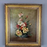 Oil on Canvas Painting Floral Still Life, French School, Paris, Early