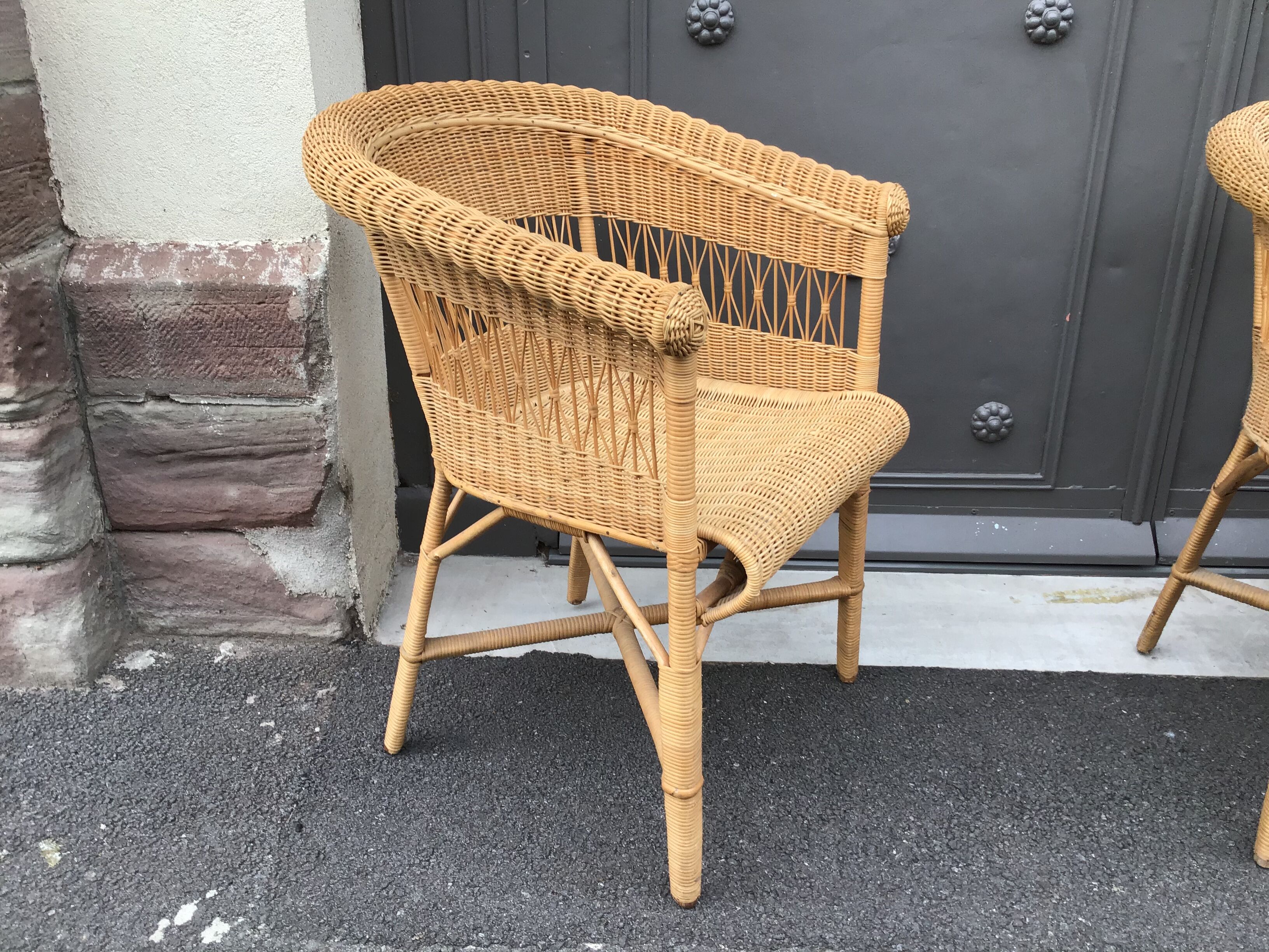 Vintage rattan gondola seat