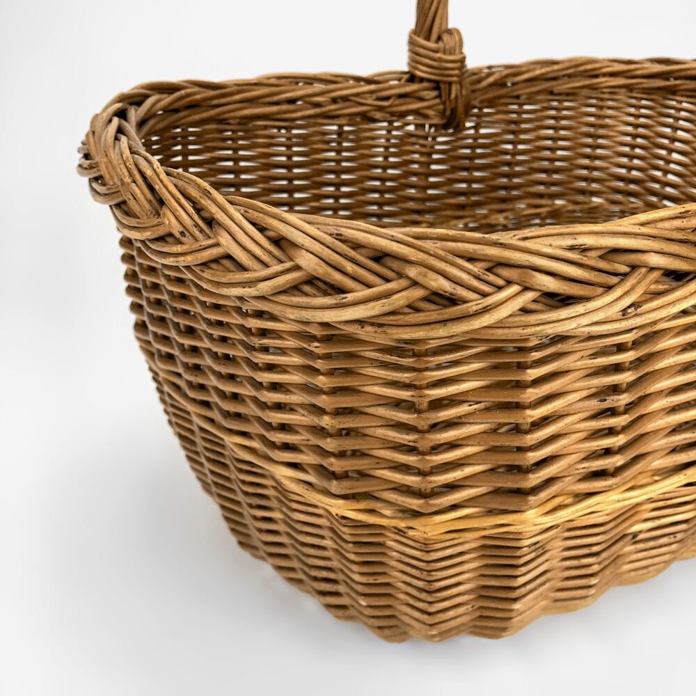 Old wicker tote basket
