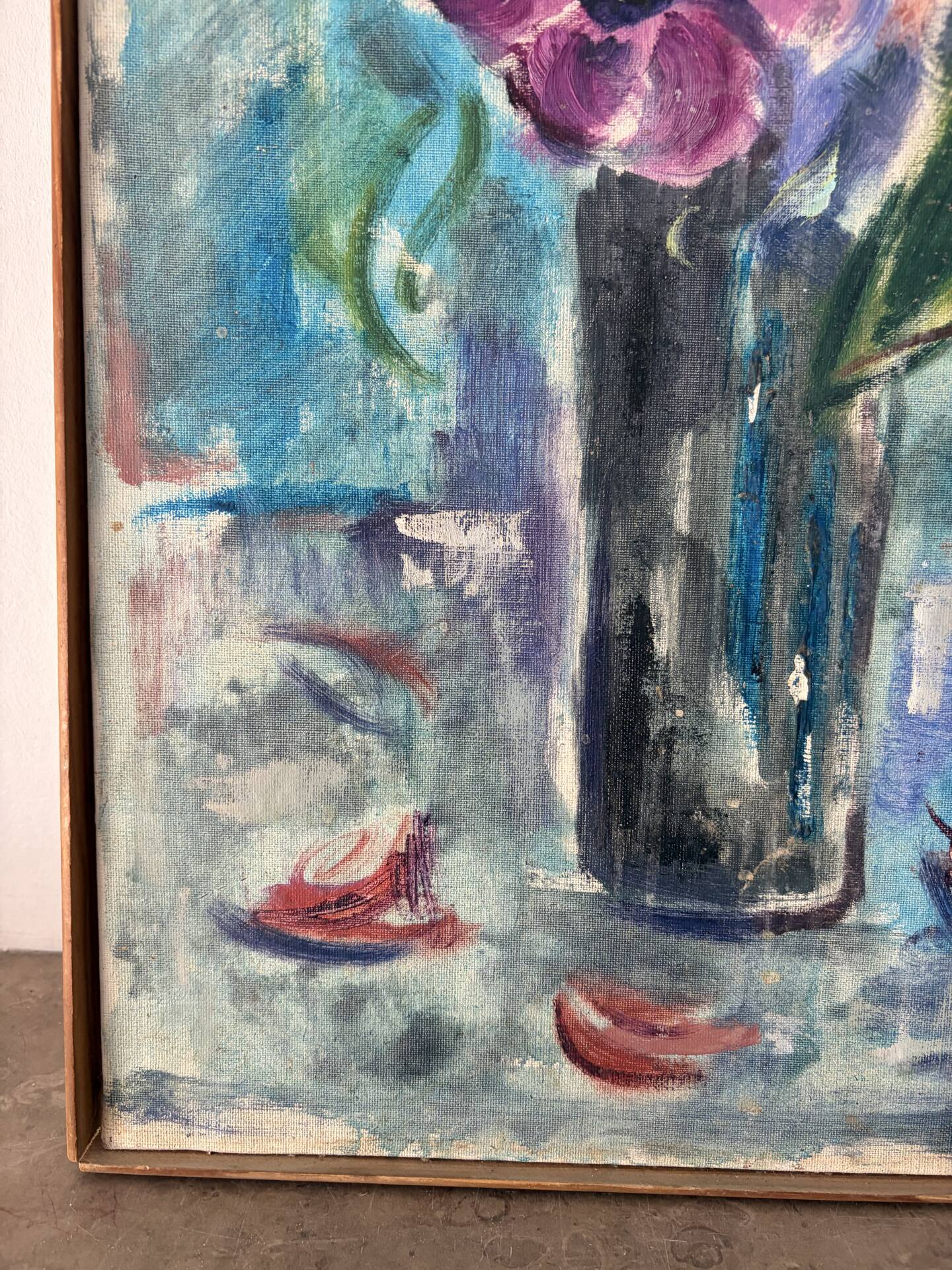 Anemones, oil on canvas signed Guette Fattal