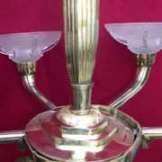 Important Art Deco chandelier in gilded bronze