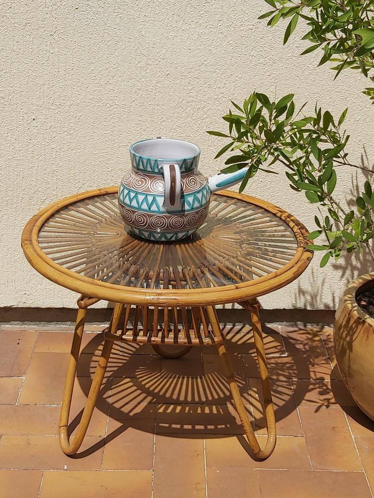 Rattan coffee table 50s