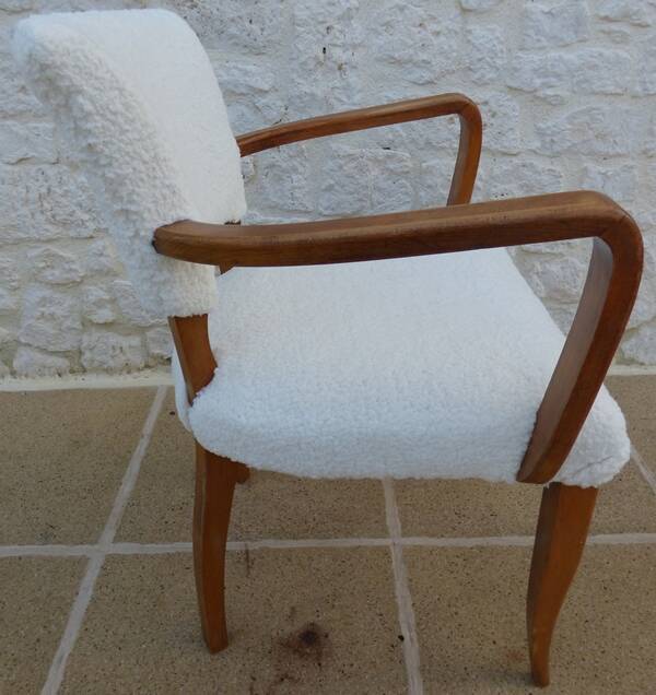 Chic Art Deco bridge chair from the 1950s, fully restored and hand-stitched