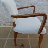 Chic Art Deco bridge chair from the 1950s, fully restored and hand-stitched