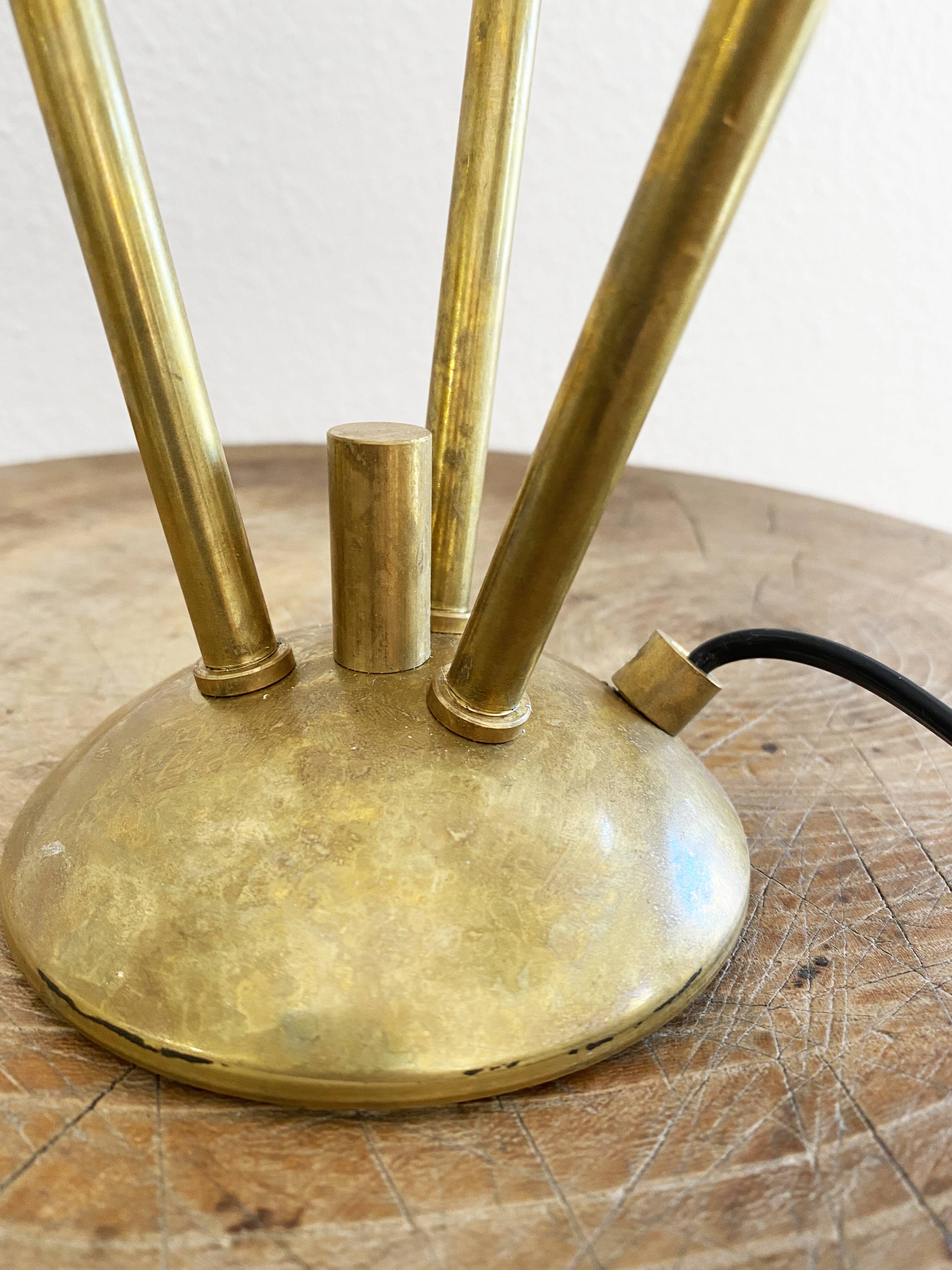 Italian three-headed brass lamp, 50s design