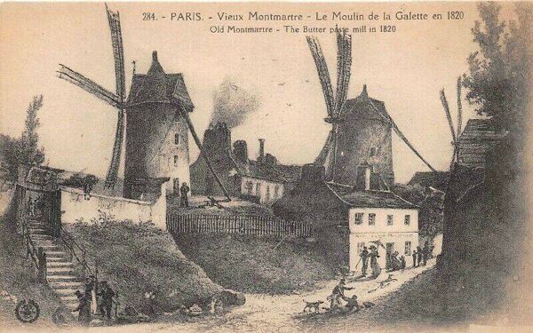 Peinture à l'huile vintage française sur Montmartre au 17ème siècle, signée Gatacre