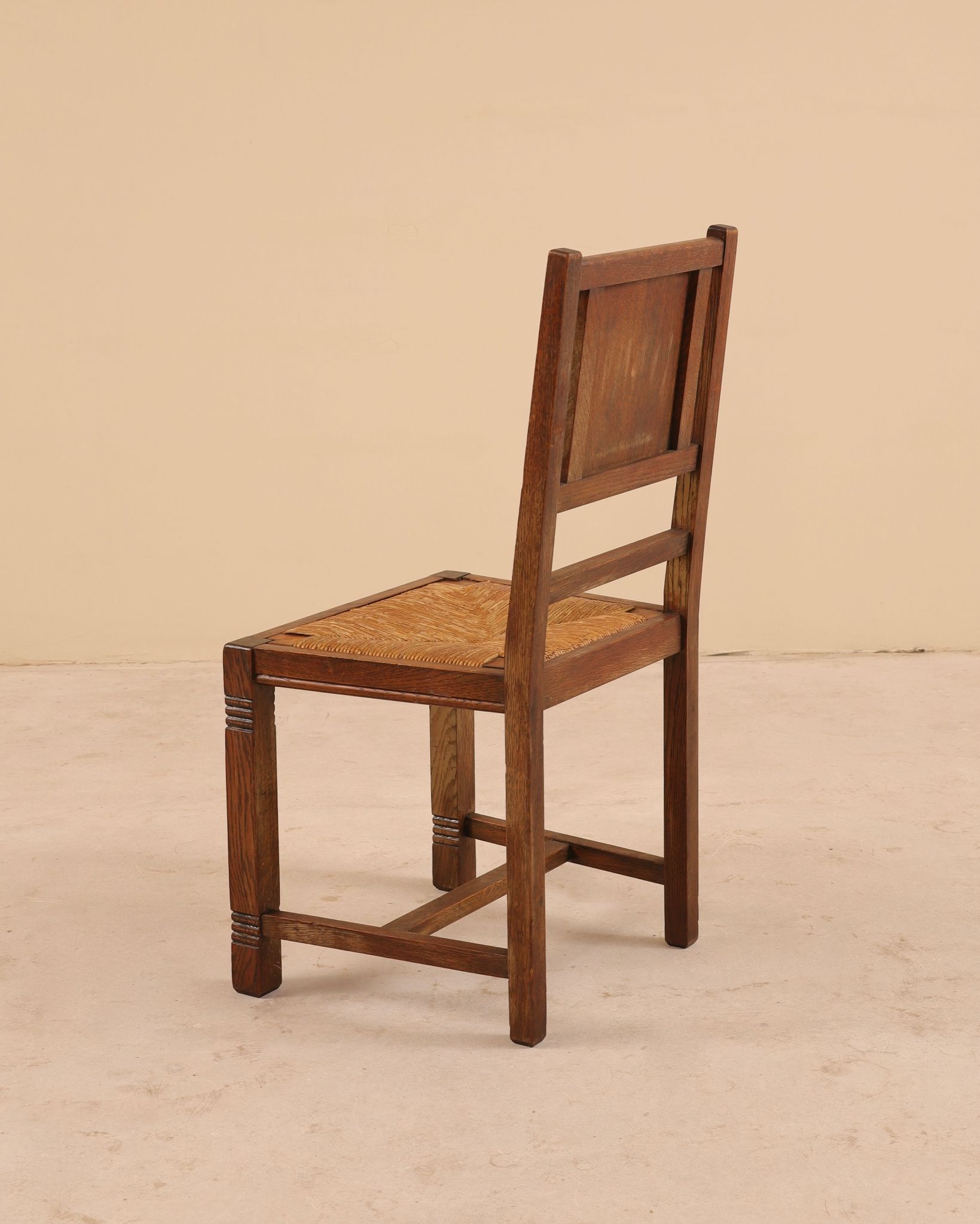 Solid oak chairs, France, 1950s