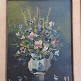 Oil on canvas bouquet of flowers signed Jean Monnier