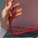 Rectangular tray in red metal mesh 1980