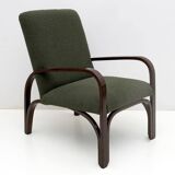 Ensemble Art Déco italien Bouclè vert composé de deux fauteuils et d'un petit canapé, années 1930