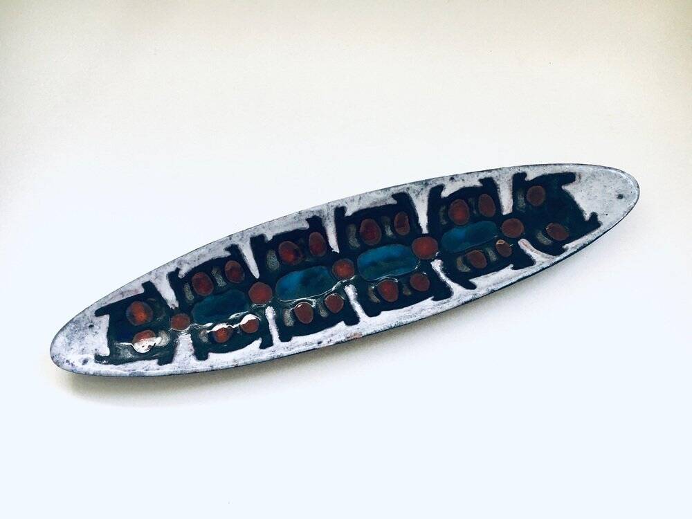 Art ceramic surfboard bowl dish by Rogier Vandeweghe for Perignem Studio, Belgium, 1960s
