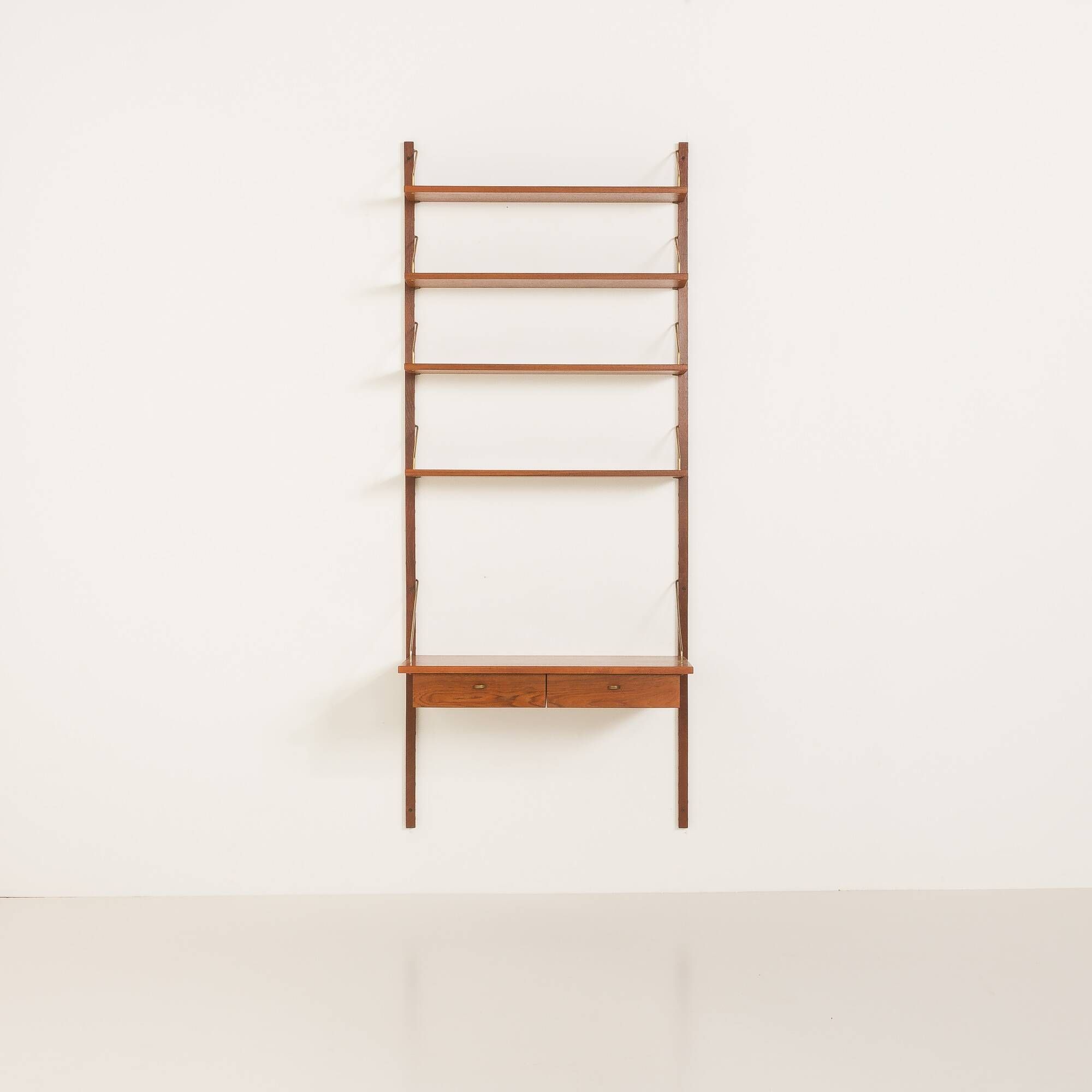 Danish vintage teak home office shelving unit, 1960s