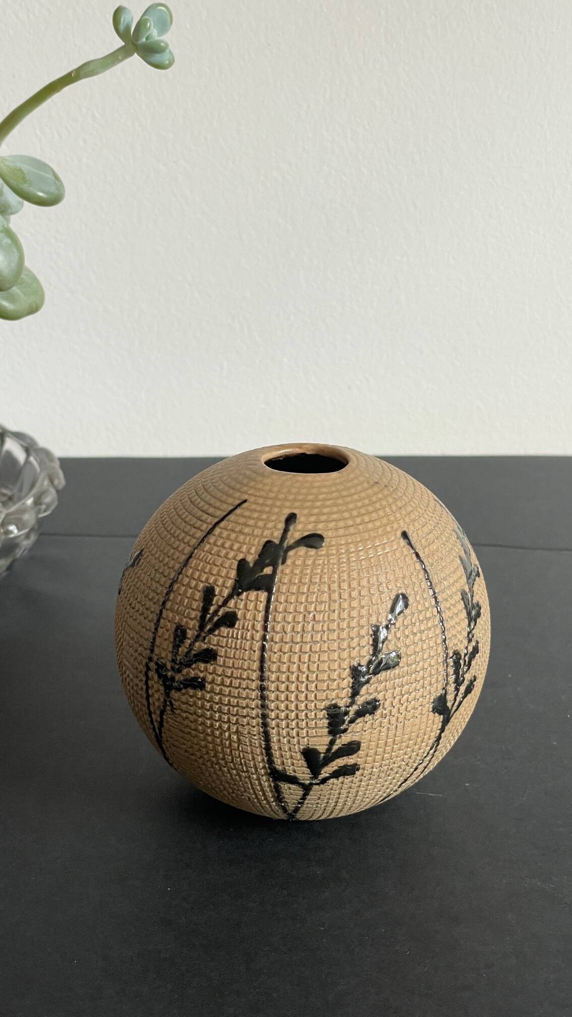 Vase artisanal inspiration japonaise grès vintage