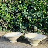 Pair of signed cement garden basins