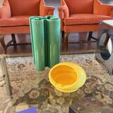 Space age yellow ceramic ashtray, Viba Italy 1970s