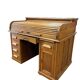 Vintage American desk made of solid wood with a curtain.