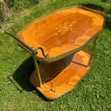 60s marquetry rolling bar trolley