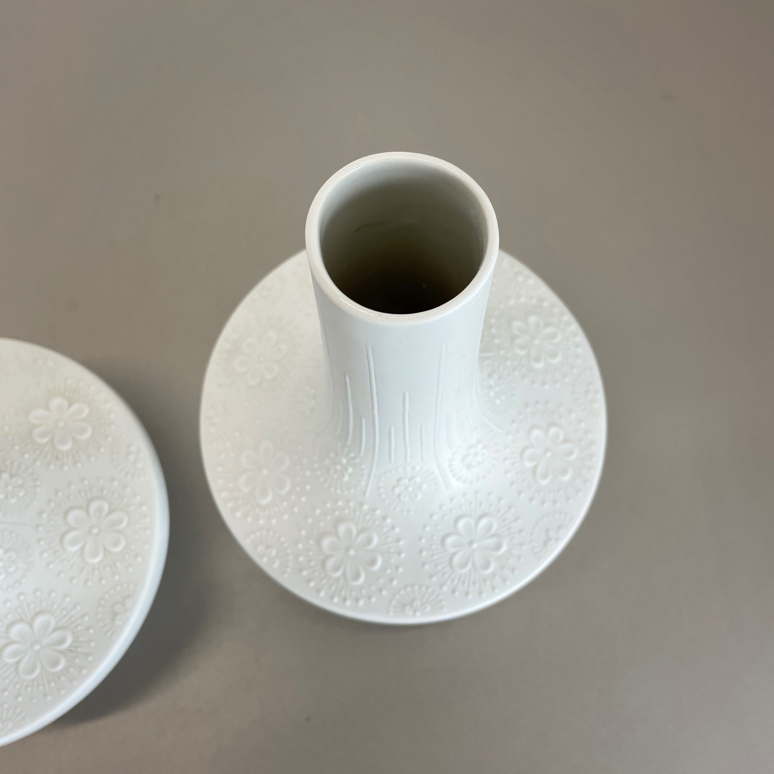Set of 2 Op Art Biscuit Porcelain Ufo Vases by Edelstein Bavaria, Germany, 1970s