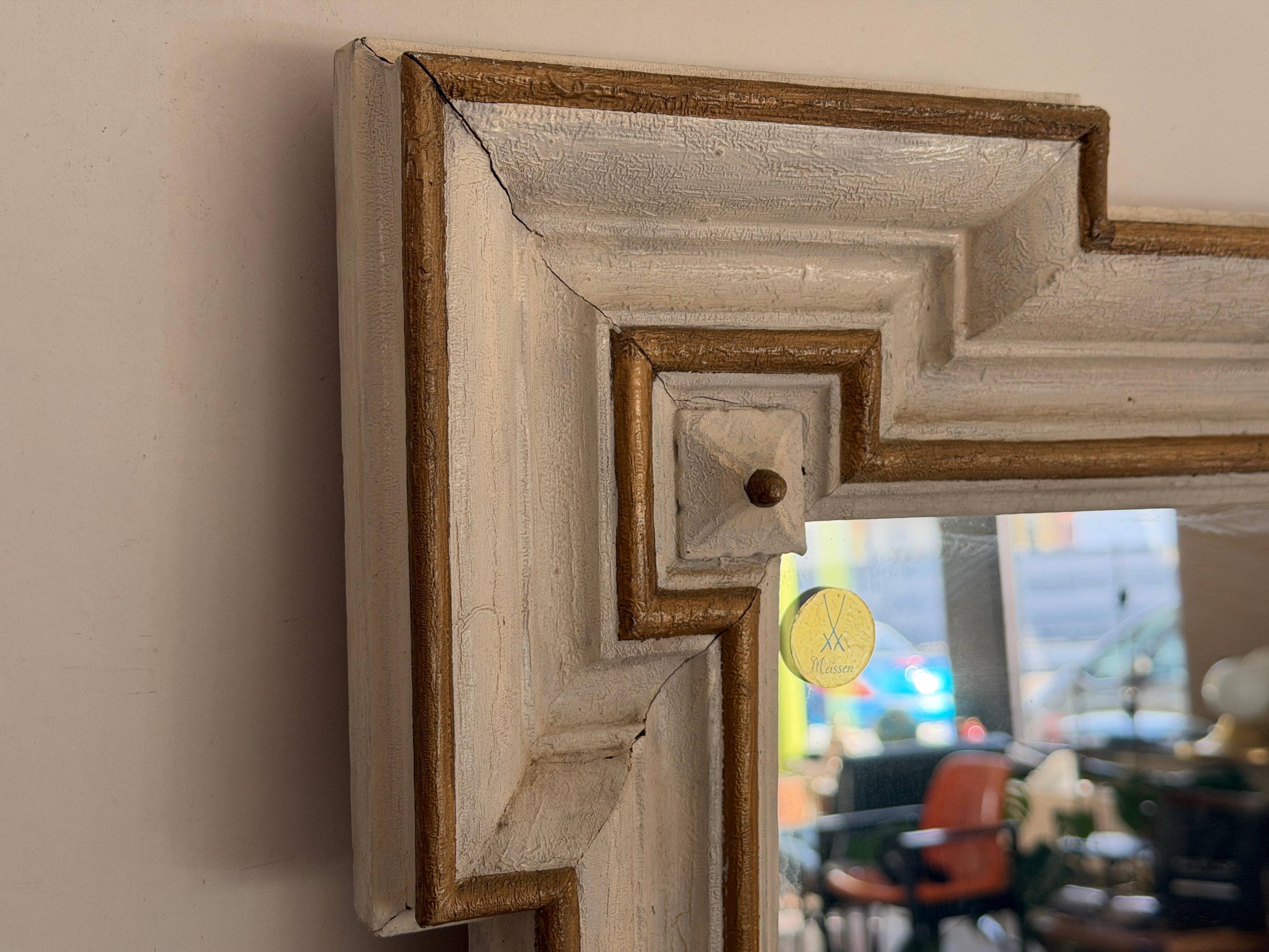 Art Nouveau wall mirror with a coloured gold frame by Meissen, 1930s, Germany.