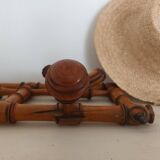 1920s bamboo wall mounted hat coat rack