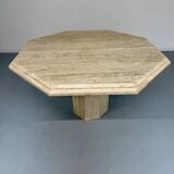Table de repas en travertin épais design italien des années 70 vintage