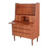 Tall mid-century teak secretary desk / Danish modern design / 1960s