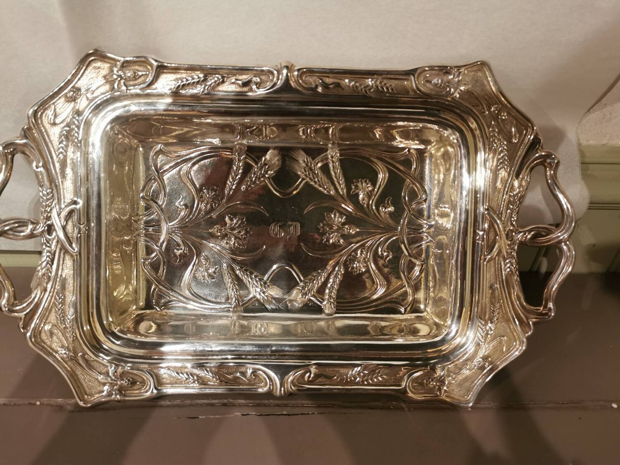 Art Nouveau silver-plated metal centerpiece by Armand Frenais