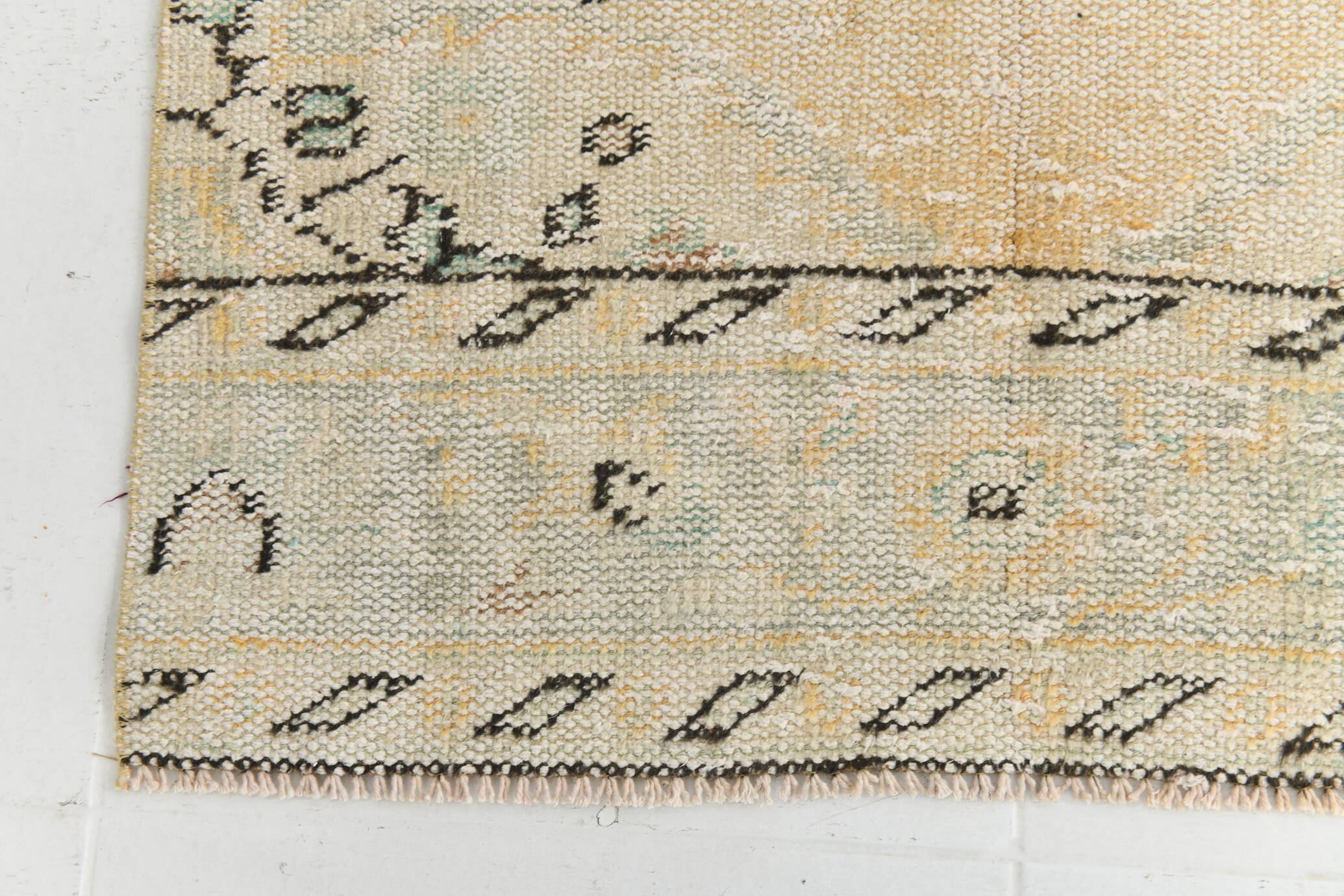 3x9 Beige & Yellow Turkish Vintage Runner Rug, 80x281Cm SK 23538