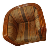 Red rattan and bamboo armchair, Maugrion salon