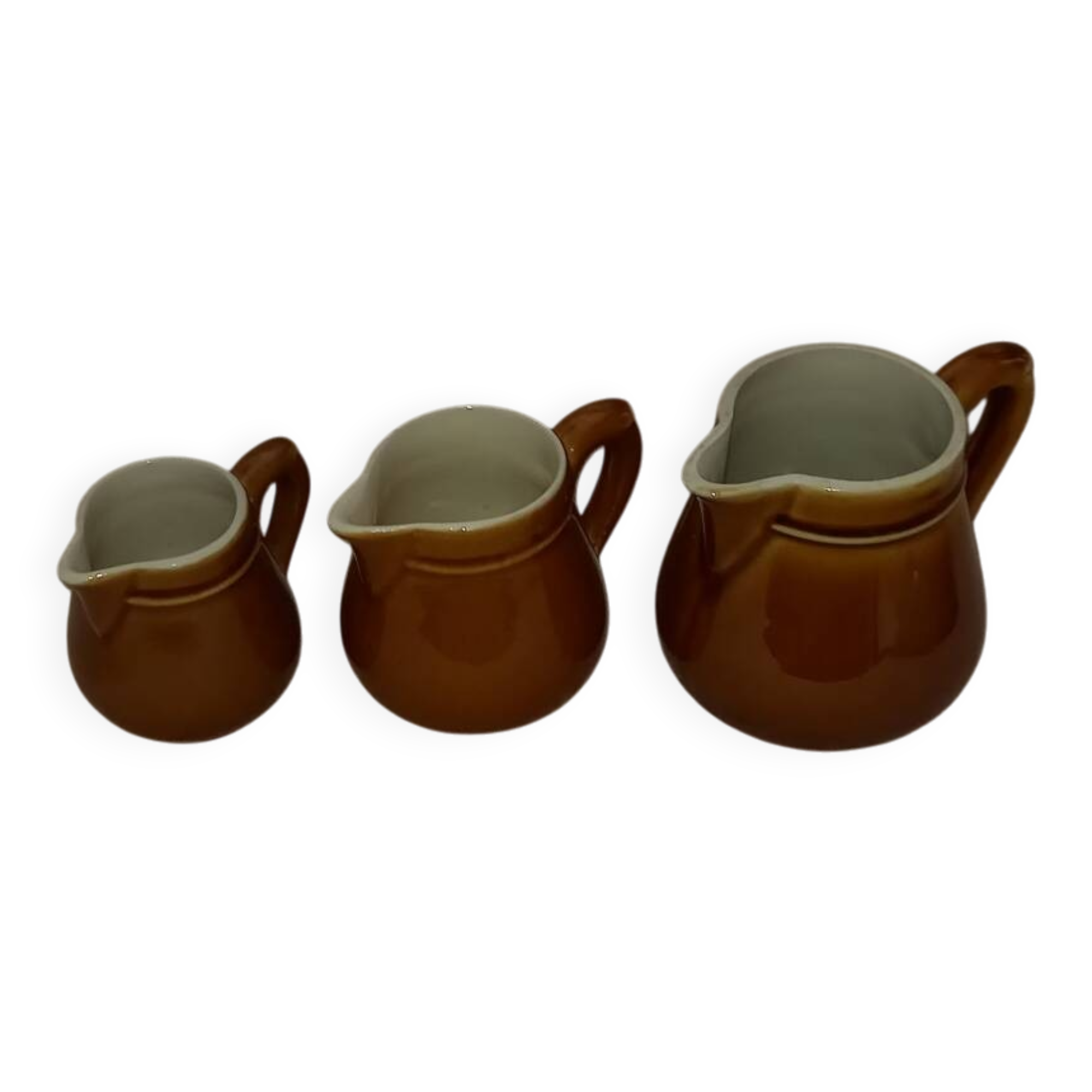 Set of 3 small carafes jugs milk pots sauce 70s vintage ceramic