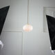 Suspension vintage en verre opalin & laiton